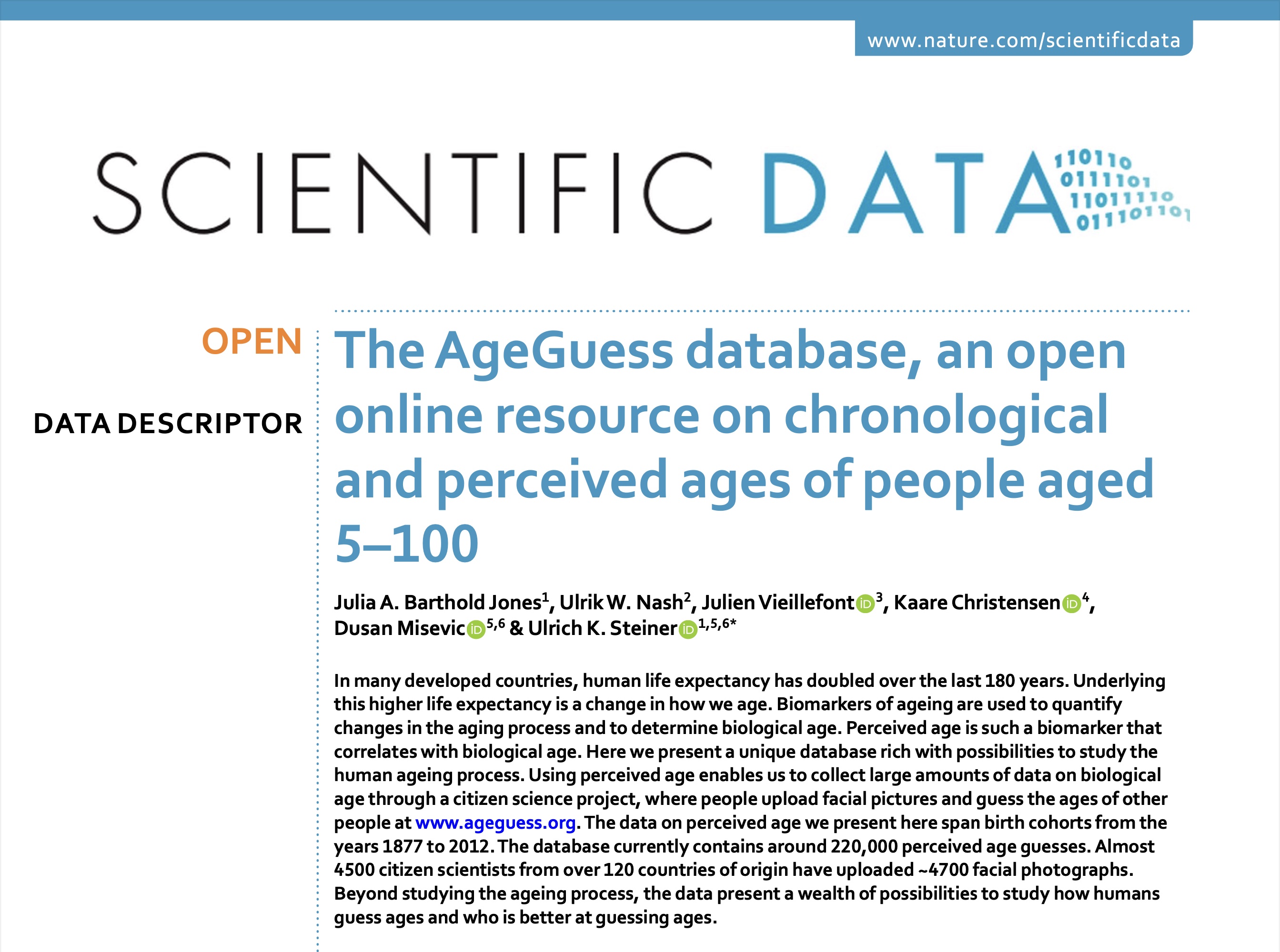 The AgeGuess database